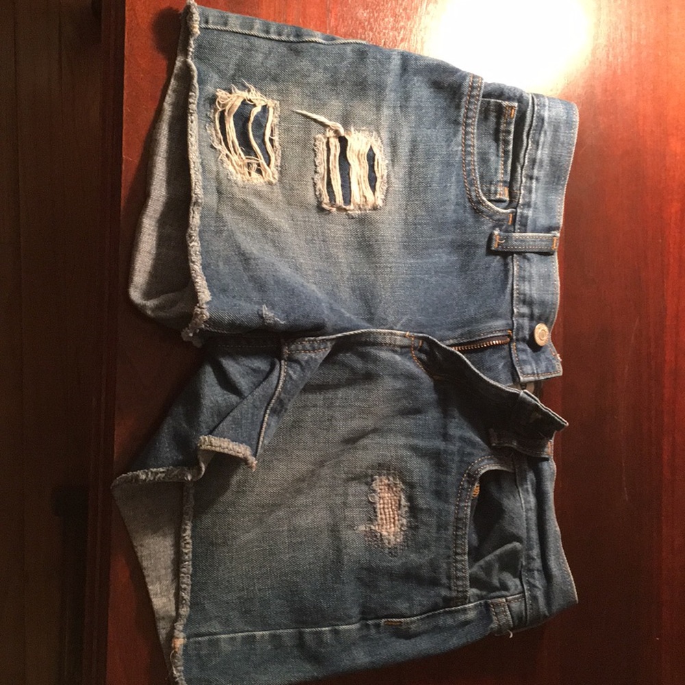 Ripped jean shorts